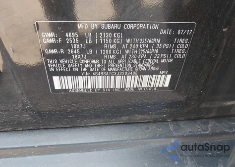 2018 Subaru Outback 2.5I Touring z USA, uszkodzony, nr VIN 4S4BSATC3J3203488